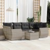 Salon de jardin avec coussins 7 pcs gris clair résine tressée 641655641655