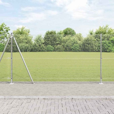 Clôture en fil soudé avec base en béton 10 x 1,2 m Argenté 641656641656
