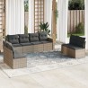 Salon de jardin 8 pcs avec coussins gris résine tressée 641659641659