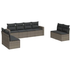 Salon de jardin 8 pcs avec coussins gris résine tressée 641659641659