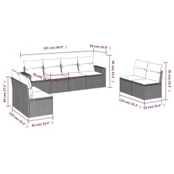 Salon de jardin 8 pcs avec coussins gris résine tressée 641659641659