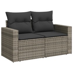 Salon de jardin 8 pcs avec coussins gris résine tressée 641663641663