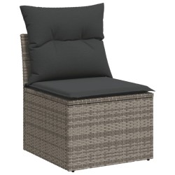 Salon de jardin 8 pcs avec coussins gris résine tressée 641663641663