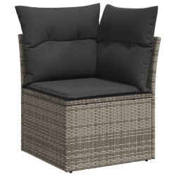 Salon de jardin 8 pcs avec coussins gris résine tressée 641663641663