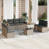 Salon de jardin 8 pcs avec coussins gris résine tressée 641664641664