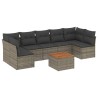 Salon de jardin 8 pcs avec coussins gris résine tressée 641666641666