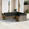 Salon de jardin 8 pcs avec coussins gris résine tressée 641668641668
