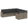 Salon de jardin 8 pcs avec coussins gris résine tressée 641668641668
