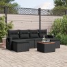 Salon de jardin 7 pcs avec coussins noir résine tressée 641670641670