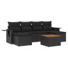 Salon de jardin 7 pcs avec coussins noir résine tressée 641670641670