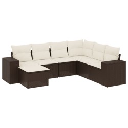 Salon de jardin avec coussins 7 pcs marron résine tressée 641673641673