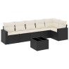 Salon de jardin 7 pcs avec coussins noir résine tressée 641674641674