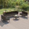 Salon de jardin 9 pcs avec coussins Résine tressée Gris 641680641680
