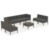 Salon de jardin 9 pcs avec coussins Résine tressée Gris 641680641680