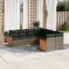 Salon de jardin 8 pcs avec coussins gris résine tressée 641682641682