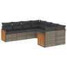 Salon de jardin 8 pcs avec coussins gris résine tressée 641682641682