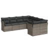 Salon de jardin 8 pcs avec coussins gris résine tressée 641684641684