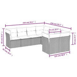 Salon de jardin 8 pcs avec coussins gris résine tressée 641684641684