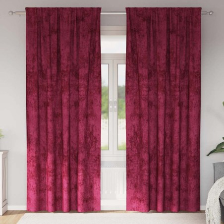 Rideaux en velours 2 pcs Rouge bordeaux 225 x 140 cm Velours 641688641688
