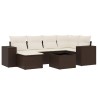 Salon de jardin avec coussins 7 pcs marron résine tressée 641689641689