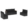 Salon de jardin 7 pcs avec coussins noir résine tressée 641691641691