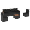 Salon de jardin 7 pcs avec coussins noir résine tressée 641692641692