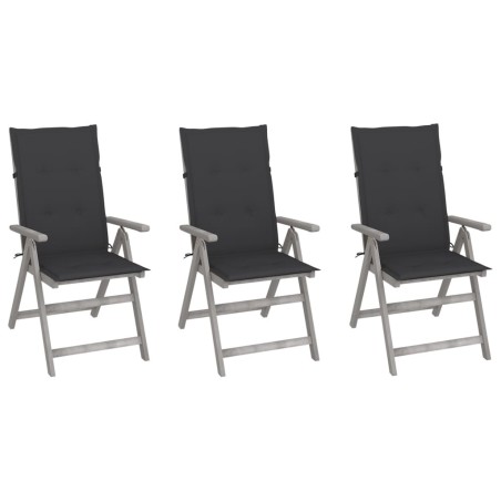 Chaises inclinables de jardin lot de 3 et coussins Bois acacia 641696641696