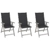 Chaises inclinables de jardin lot de 3 et coussins Bois acacia 641696641696