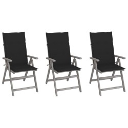 Chaises inclinables de jardin lot de 3 et coussins Bois acacia 641699641699