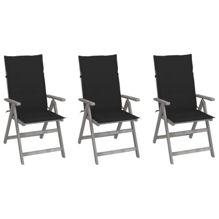 Chaises inclinables de jardin lot de 3 et coussins Bois acacia 641699641699