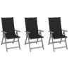 Chaises inclinables de jardin lot de 3 et coussins Bois acacia 641699641699