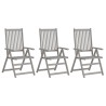 Chaises inclinables de jardin lot de 3 et coussins Bois acacia 641699641699