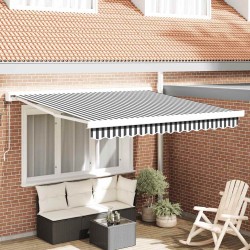 Auvent rétractable anthracite/blanc 3x2,5 m tissu et aluminium 641701641701