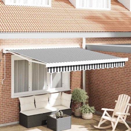 Auvent rétractable anthracite/blanc 3x2,5 m tissu et aluminium 641701641701