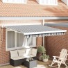 Auvent rétractable anthracite/blanc 3x2,5 m tissu et aluminium 641701641701