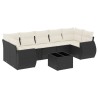 Salon de jardin 8 pcs avec coussins noir résine tressée 641704641704