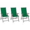 Chaises inclinables de jardin lot de 3 et coussins Bois acacia 641706641706
