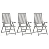 Chaises inclinables de jardin lot de 3 et coussins Bois acacia 641706641706