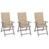 Chaises inclinables de jardin lot de 3 et coussins Bois acacia 641707641707