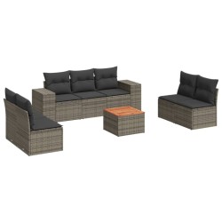 Salon de jardin 8 pcs avec coussins gris résine tressée 641710641710