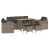 Salon de jardin 6 pcs avec coussins gris résine tressée 641712641712