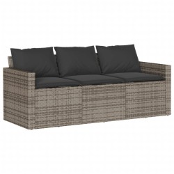 Salon de jardin 6 pcs avec coussins gris résine tressée 641712641712