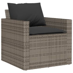 Salon de jardin 6 pcs avec coussins gris résine tressée 641712641712