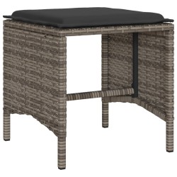 Salon de jardin 6 pcs avec coussins gris résine tressée 641712641712