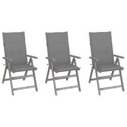 Chaises inclinables de jardin lot de 3 et coussins Bois acacia 641714641714