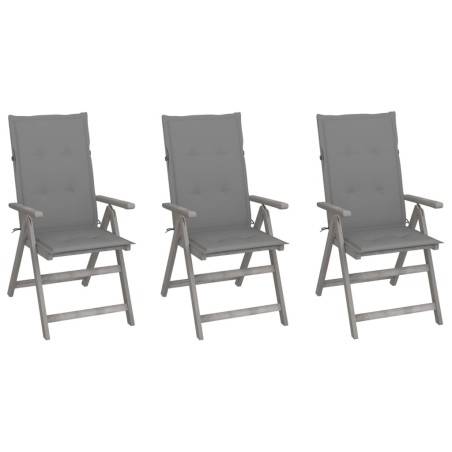 Chaises inclinables de jardin lot de 3 et coussins Bois acacia 641714641714