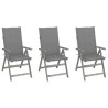Chaises inclinables de jardin lot de 3 et coussins Bois acacia 641714641714