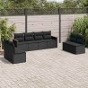 Salon de jardin 8 pcs avec coussins noir résine tressée 641716641716