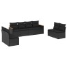 Salon de jardin 8 pcs avec coussins noir résine tressée 641716641716