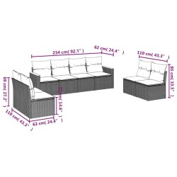 Salon de jardin 8 pcs avec coussins noir résine tressée 641716641716